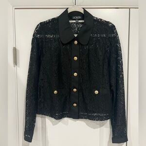 J. Crew Black Lace Shirt with Gold Buttons